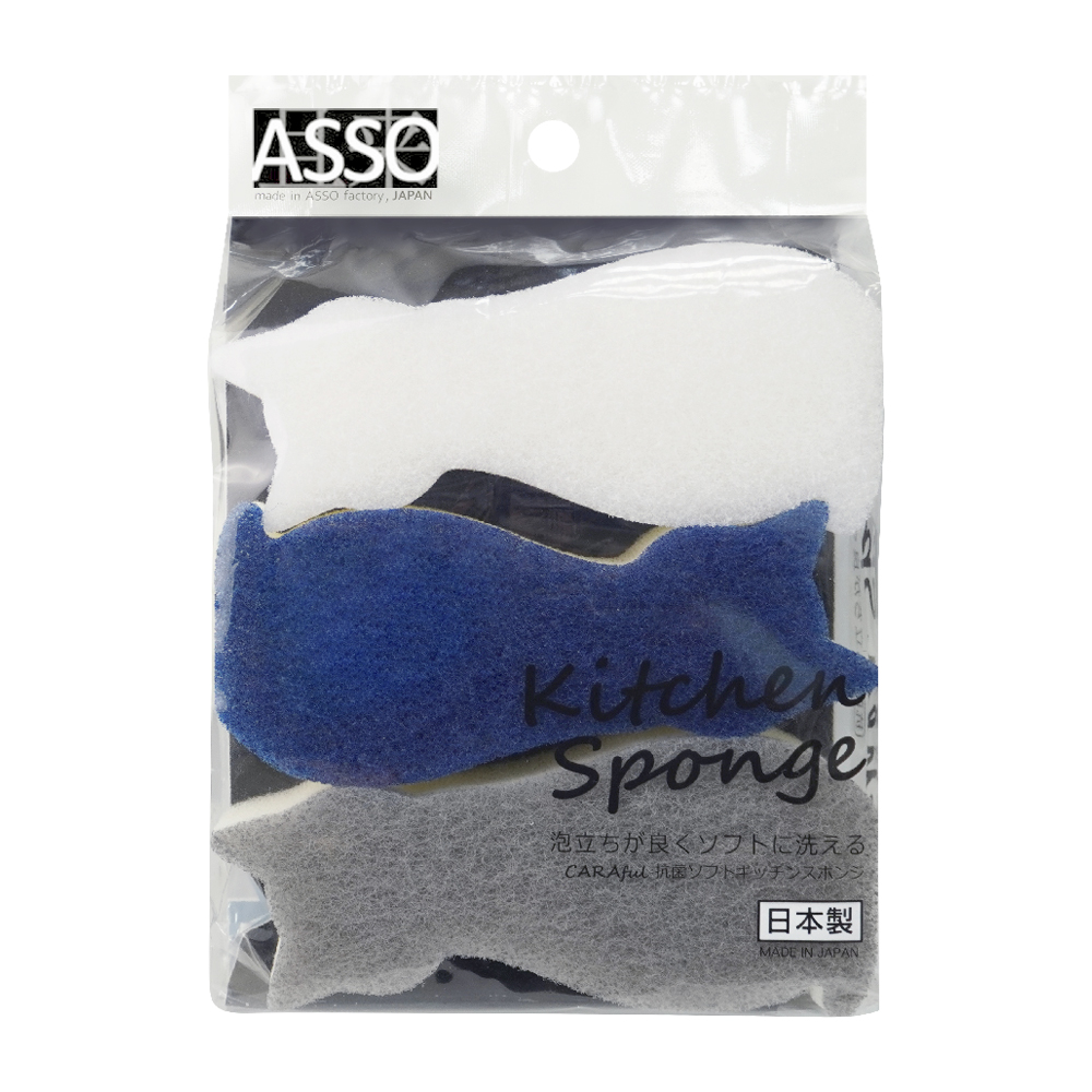 【WAKO】AS-001 日本製 貓咪三層抗菌海綿3入組